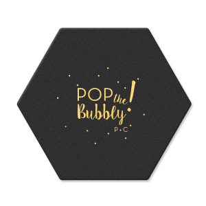 Our personalized Eggshell Round Coaster with Shiny 18 Kt Gold Foil Color has a Glitter Design graphic and is good for use in Lovely Press themed parties and will make your guests swoon. Personalize your party's theme today.