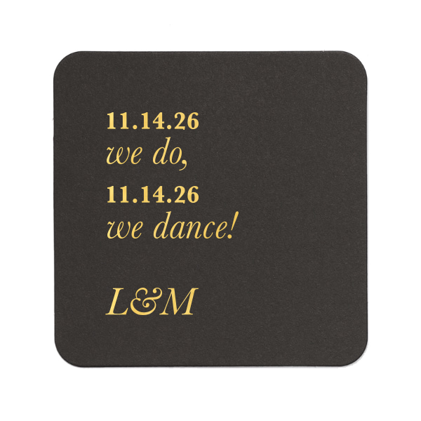 ForYourParty's personalized Black Square Coaster with Shiny 18 Kt Gold Foil couldn't be more perfect. It's time to show off your impeccable taste.