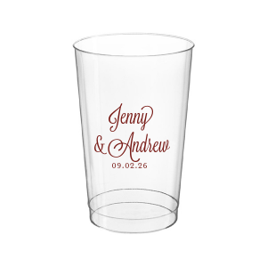 Sip in style with the Formal Names Swirly Script Cup, where elegance meets celebration. The couple's names take center stage, rendered in a beautiful script full of curls and swirls. This convivial design, completed with the event date, adds a touch of sophistication, making every drink a part of the joyous occasion.