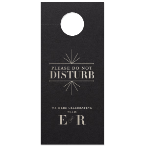 ForYourParty's elegant Natural Black Door Hanger with Shiny Sterling Silver Foil Color has a Line Frame graphic and is good for use in Frames themed parties and will impress guests like no other. Make this party unforgettable.