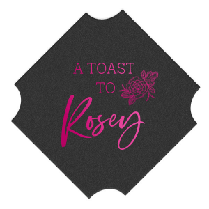 Personalized White Square Coaster with Shiny Fuchsia Foil has a Peony Accent graphic and is good for use in Floral, Accents themed parties and will look fabulous with your unique touch. Your guests will agree!