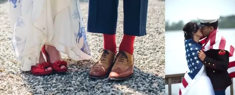 USA patriotic themed wedding photo