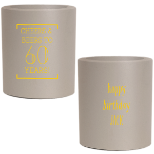 ForYourParty's personalized Black Round Can Cooler with Matte Chartreuse Ink Cup Ink Colors will make your guests swoon. Personalize your party's theme today.
