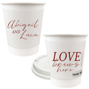 Love Brews Here Script Paper Cup