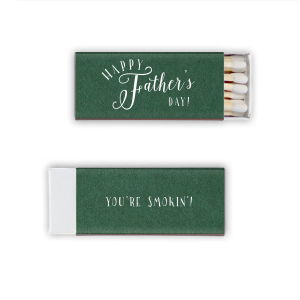 Strike a light in honor of Dad with the Happy Father's Day Matchbox, featuring a bold 'HAPPY' arched over a sophisticated swirl of 'Father’s' and a firm 'Day.' The back awaits your personal touch, making each flicker a tribute to his guiding light.