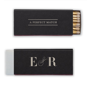 Celebrate your perfect union with the Swirl & Frame Wedding Match. A chic line frame encapsulates "A Perfect Match," while your initials are artfully linked by a sophisticated swirling ampersand. This stylish memento is ideal for illuminating your new beginning.