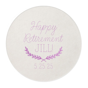 ForYourParty's chic Silver with Black back Nouveau Coaster with Satin Plum Foil Color has a Branch Frame 2 graphic and is good for use in Floral themed parties and will make your guests swoon. Personalize your party's theme today.