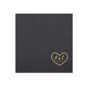 Custom Walnut Wood Cocktail Napkin with Shiny 18 Kt Gold Foil has a Heart Outline graphic and is good for use in Hearts, Wedding themed parties and are a must-have for your next event—whatever the celebration!