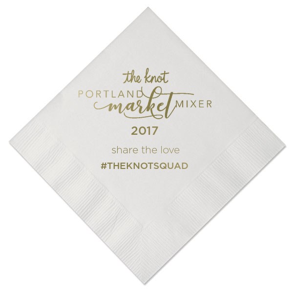 custom cocktail napkins with gold foil and script font
