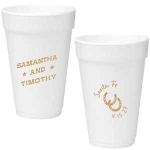 Get wild and rowdy with the customizable Giddy-Up Western Cup. Personalize the text with the names of your favorite cowpokes in the ink color of your choice. Perfect for sipping cool refreshments during blistering summer hoedowns. 