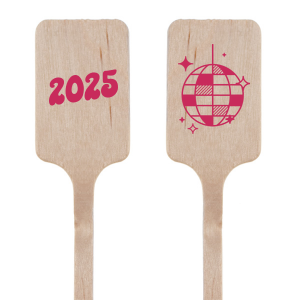 ForYourParty's chic Matte Fuchsia Round Stir Stick with Matte Fuchsia Foil has a Disco Ball graphic and is good for use in Birthday, New Years, Trendy themed parties and are a must-have for your next event—whatever the celebration!