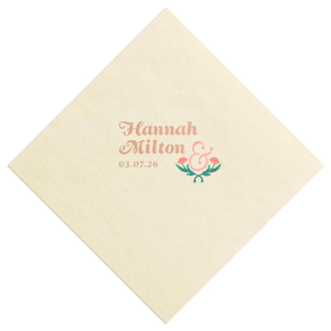 ForYourParty's chic Ivory Custom Photo + Foil Cocktail Napkin with Shiny Rose Quartz Foil can be personalized to match your party's exact theme and tempo.