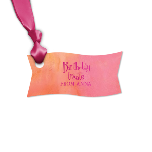 ForYourParty's personalized Watercolor Hibiscus Butterfly Gift Tag with Shiny Fuchsia Foil are a must-have for your next event—whatever the celebration!