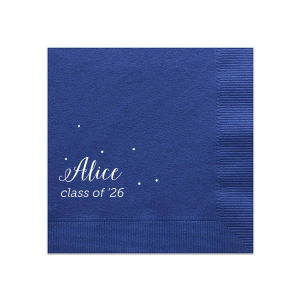 Commemorate your graduate’s achievement with our Sweet Dots Graduation Napkin. It gracefully features your graduate’s name in an elegant cursive, surrounded by six delicate dots that add a subtle sparkle. The class year, prominently displayed beneath, anchors this simple yet sweet tribute to their hard work and success.
