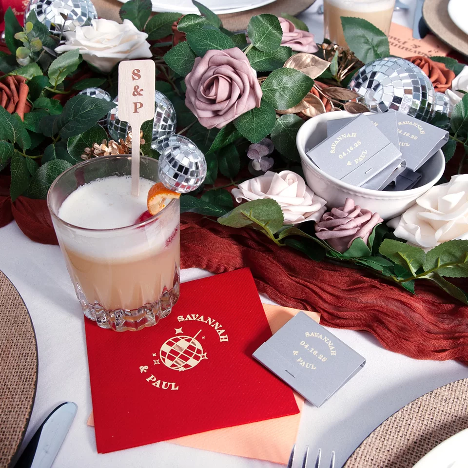 Retro Wedding Disco Ball Napkin