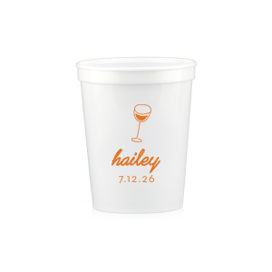 Captivate your guests with the Minimal Bridal Shower Cup, displaying a delicate wine glass illustration. Beneath it, the date of the event is inscribed in a refined sans serif font, while the bride-to-be's name adorns the top in a chic, modern script. A tasteful complement to your stylish and contemporary bridal shower.