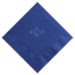 The Elegant Deco Octagon Framed Initials Napkin combines modernity with vintage charm, featuring an octagonal love buds frame. This elegant motif encases the couple's initials in bold block capitals, creating a sophisticated fusion of contemporary design and classic French elegance, perfect for any refined celebration.