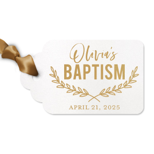 Wreath Flourish Baptism Tag