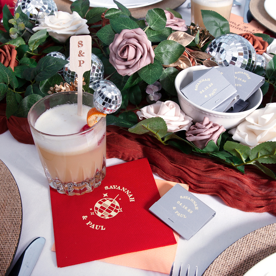 Retro Wedding Disco Ball Napkin