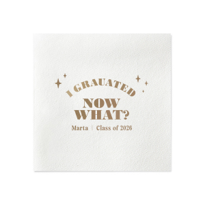 Ponder the possibilities with the Starry Future Grad Napkin, sprinkled with star graphics and the thought-provoking "I graduated, now what?" Personalize with the graduate's name and year to add a touch of humor and hope to the celebration.