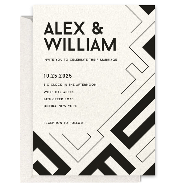 Line Work Maze Wedding Invitation