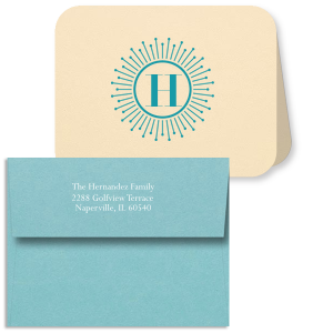 Sunburst Initial Note Card With Envelope