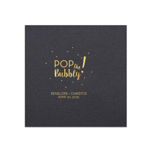 Pop the Bubbly for the bride-to-be! Show your best bridal shower hostess skills and customize this festive napkin for a fitting complement to the mimosa bar that both the bride and guests will adore.