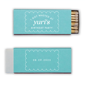 If you're looking for a unique birthday party favor, look no further! This scallop birthday match features a modern and minimal scallop frame. You can personalize this with the date of your event and the name of the birthday person. 