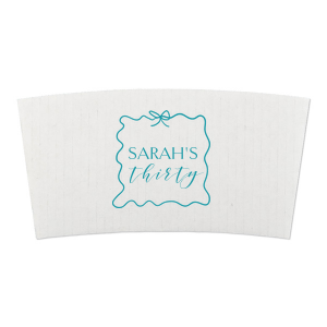 Choose the Ribbon Frame Birthday Bash Coffee Sleeve for your next work or home event. The playful ribbon design wraps around customizable text to create a product perfect for nearly any event.