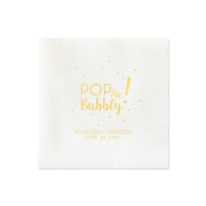 Pop the Bubbly for the bride-to-be! Show your best bridal shower hostess skills and customize this festive napkin for a fitting complement to the mimosa bar that both the bride and guests will adore. 