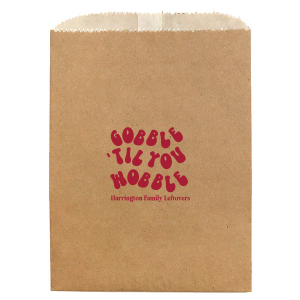 Leave no guest empty handed with the Gobble Til You Wobble Bag. Available in a variety of styles and sizes to show off your good taste while being customizable to suite your needs. From party stuffer gift bags to reusable leftover carriers, these bags will have guests thankful to call you friend!