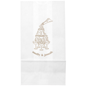 Bring home a true crowd pleaser with the Classic Champagne Tower Bag. The highly stylish bad is also highly functional and available in a wide variety of styles to suit nearly any event. Choose custom colors to make your product pop to the delight of honored guests. 