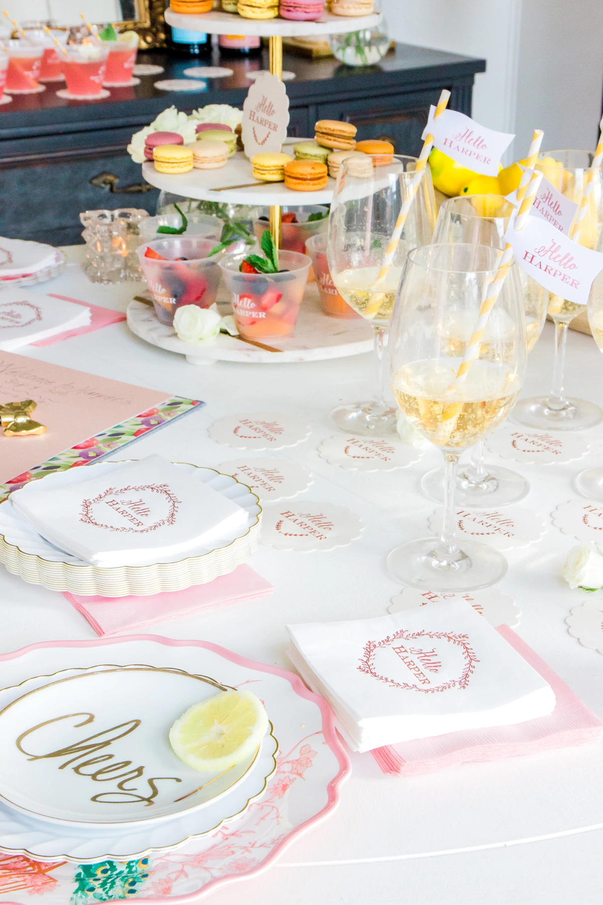 Custom Designed Cocktail Napkins and Scalloped Coasters