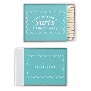 If you're looking for a unique birthday party favor, look no further! This scallop birthday match features a modern and minimal scallop frame. You can personalize this with the date of your event and the name of the birthday person. 