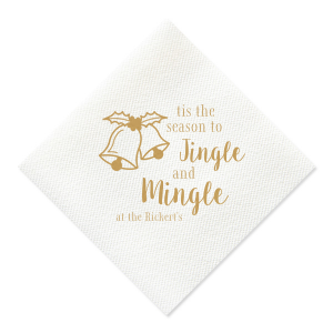 Our custom Lipstick Red Dinner Napkin with Satin 18 Kt. Gold Imprint Foil Color has a Holiday Bells graphic and is good for use in Holiday, Christmas themed parties and will make your guests swoon. Personalize your party's theme today.