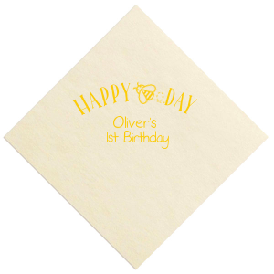 Buzz into celebration mode with the Happy Bee Day Napkin, adding a whimsical twist to the traditional birthday greeting. A charming bumblebee graphic takes center stage, offering a sweet touch to the festivities, with space below to honor the celebrant!