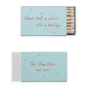 Our personalized Poptone Sky Blue Classic Matchbox with Shiny Rose Quartz Foil will give your party the personalized touch every host desires.