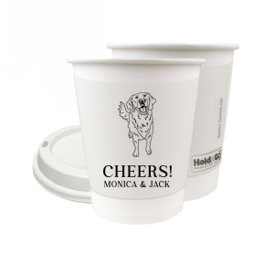 Invite man's best friend to your wedding with the Golden Retriever Wedding Cup. Featuring an adorable picture of a golden retriever, you can personalize this cup with the couple's names for a wedding. 