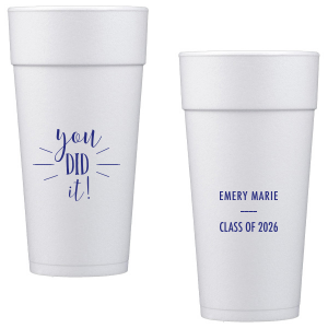 Celebrate the big achievement with the You Did It! Graduation Cup. Featuring an enthusiastic "You did it!!" complete with a graduation cap and class year, this design is perfect for toasting to the new graduate’s success and bright future.