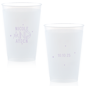 Our cCosmic Couple Names Cup is good for use in Wedding, Engagement and Bridal Shower themed parties and can be customized to complement every last detail of your party.