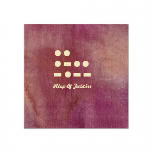Whisper "I Love You" in an original way with the Morse Code Love Napkin, featuring the letters I, L, Y signaled discreetly in Morse code above the couple's names written in a modern script. A unique and romantic expression for your wedding day.