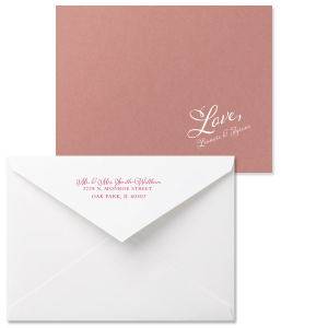 ForYourParty's elegant Poptone Peach Classic Note Card with Shiny Fuchsia Foil and Matte White Foil couldn't be more perfect. It's time to show off your impeccable taste.
