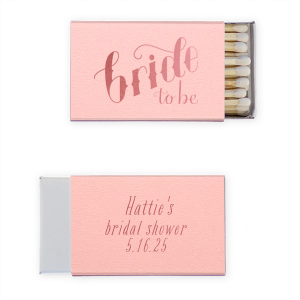 Custom Watercolor Seaglass Classic Matchbox with Shiny 18 Kt Gold Foil has a Bride To Be graphic and a Fancy Flourish 3 graphic and is good for use in Bridal themed parties and will give your party the personalized touch every host desires.