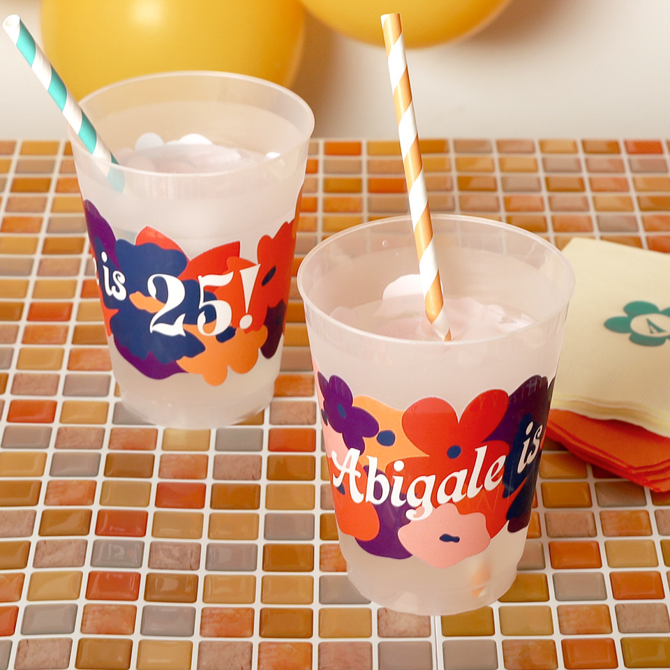 Retro Floral Names Photo Full Color Custom Cup