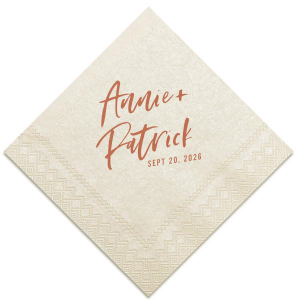 Accent your event with the Modern Hand Script Napkin where a chic, handwritten-style script awaits your tailored phrase. This font's blend of elegance and personality offers a subtle, sophisticated flair to any table setting.