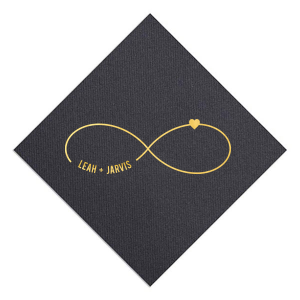 Love is forever! This adorable custom cocktail napkin is perfect for your wedding or engagement party. Show your partner your infinite love with this infinity sign custom cocktail napkin.