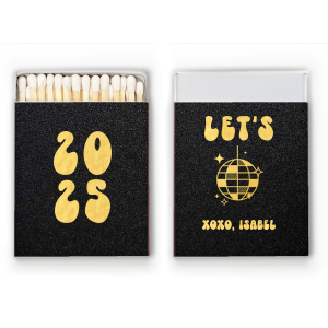 The ever-popular Stardream NEW Black Riviera Matchbox with Shiny 18 Kt Gold Foil has a Disco Ball graphic and is good for use in Birthday, New Years, Trendy themed parties and couldn't be more perfect. It's time to show off your impeccable taste.