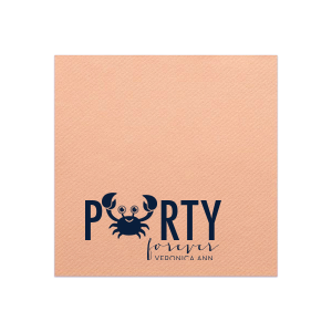 Our beautiful custom Light Coral Cocktail Napkin with Matte Navy Foil has a crab 2 graphic and is good for use in Animals, Baby Animals, Beach/Nautical themed parties and are a must-have for your next event—whatever the celebration!