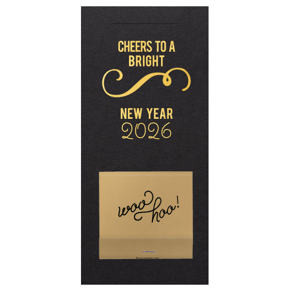 Light up the countdown with the Woo Hoo New Years Sparkler, toasting the future with a 'bright New Year' flourish. The attached matchbook's 'Woo Hoo!' script ignites joy, making every spark a burst of festivity for welcoming the year ahead.