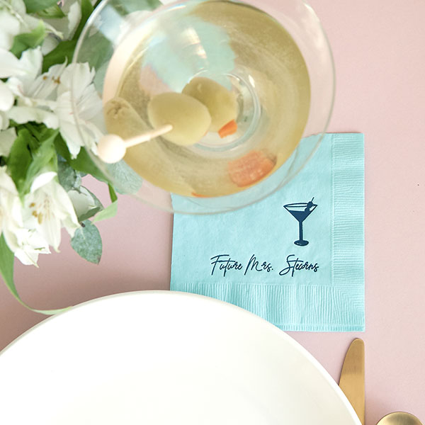 Martini Glass Script Birthday Napkin